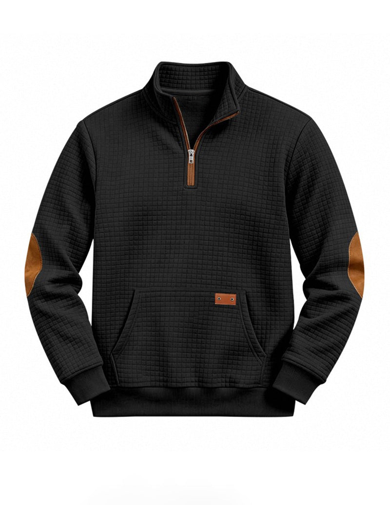 ekouaer-men-quarter-zip-pullover-sweatshirt-herren-schwarz-l-mit-taschen image 6