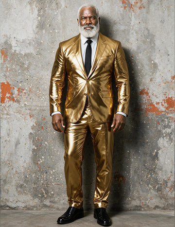 ekouaer-men-metallic-anzug-herren-2-teilig-slim-fit-glanz image 3