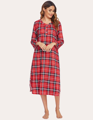 ekouaer-nightgowns-flanell-nachthemd-kariert-warm image 4