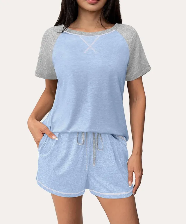ekouaer-pajama-sets-raglan-lounge-set-schlafanzug-kurzarm image 1
