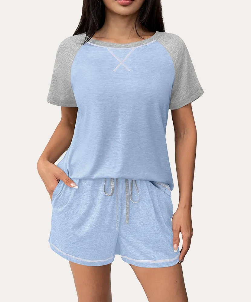 ekouaer-pajama-sets-raglan-lounge-set-schlafanzug-kurzarm image 1