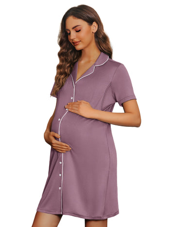 ekouaer-maternity-stillnachthemd-knopfleiste-v-ausschnitt image 3