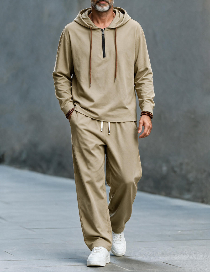 ekouaer-men-leinen-hoodie-set-wide-leg-grau image 7