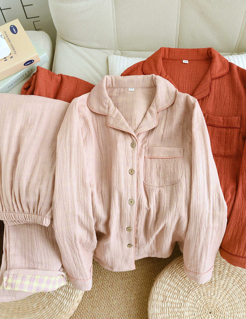 ekouaer-pajama-sets-baumwoll-schlafanzug-kariert-pink image 6