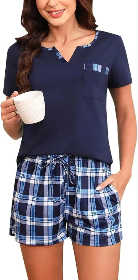 bresdk-pyjamas-set-shorty-kurzarm-mit-shorts-baumwolle image 1