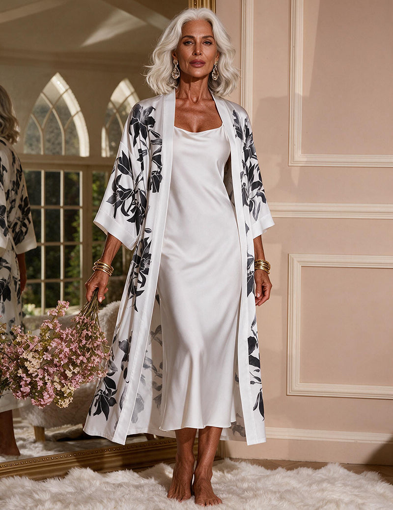 ekouaer-robes-satin-set-zebra-prism-leo-kimono-nachthemd image 1