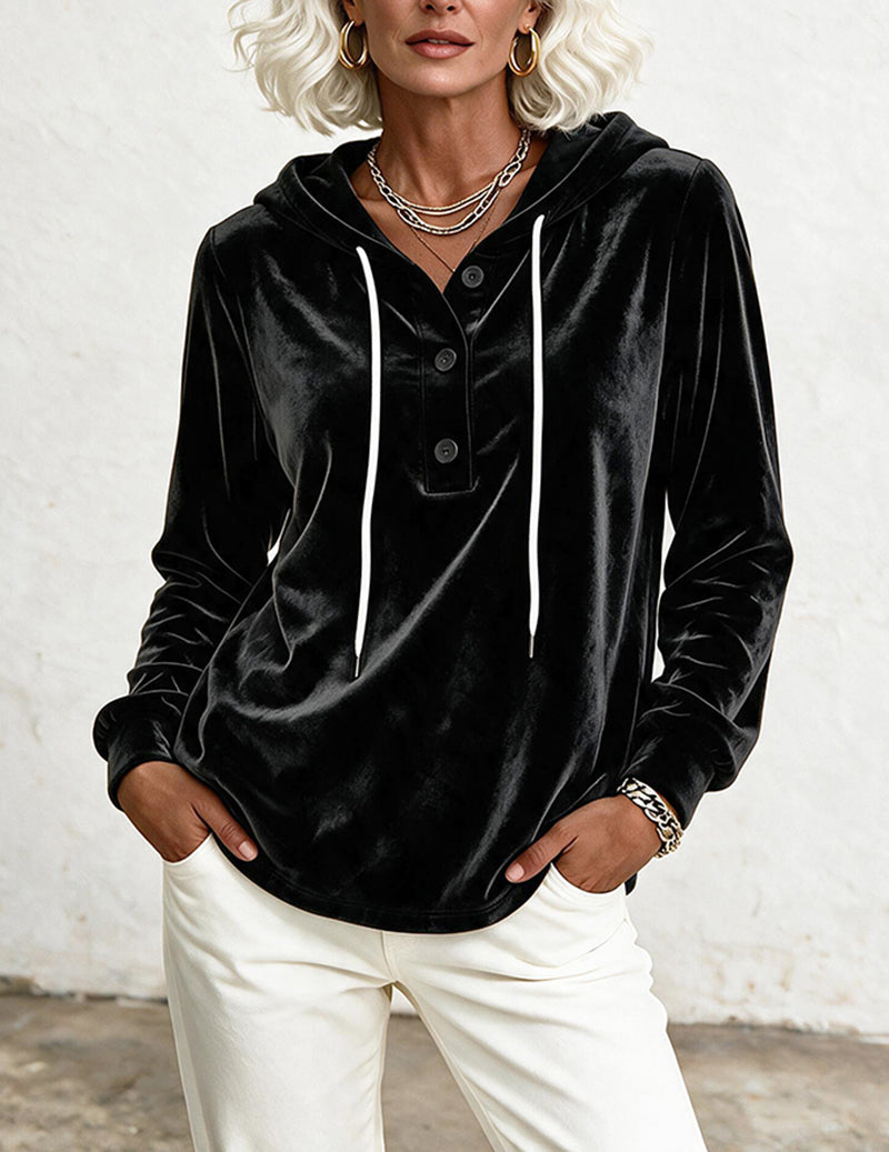 ekouaer-velvet-hoodie-samt-sweatshirt-schwarz image 5