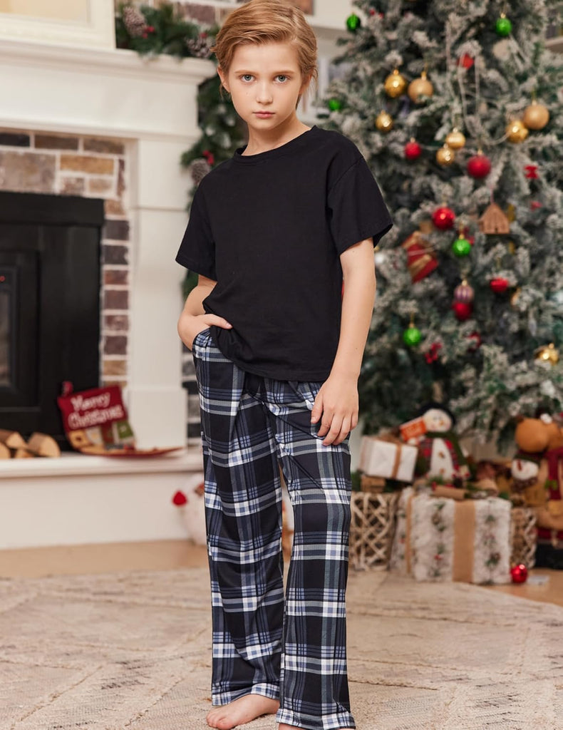 ekouaer-pajama-sets-boys-schlafanzughose-kariert-lang image 1
