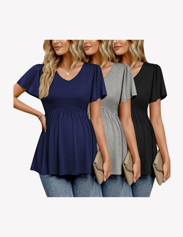 ekouaer-maternity-umstandsshirt-3er-pack-v-ausschnitt-kurz-2 image 7