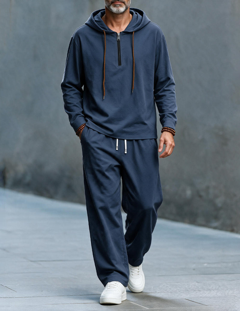 ekouaer-men-leinen-hoodie-set-wide-leg-grau image 5