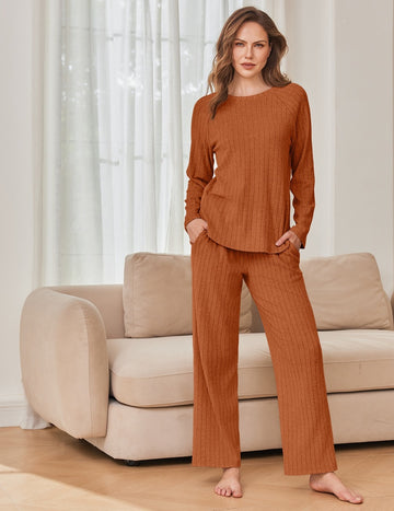 ekouaer-pajama-sets-crew-neck-lounge-set-langarm-mit-taschen image 7