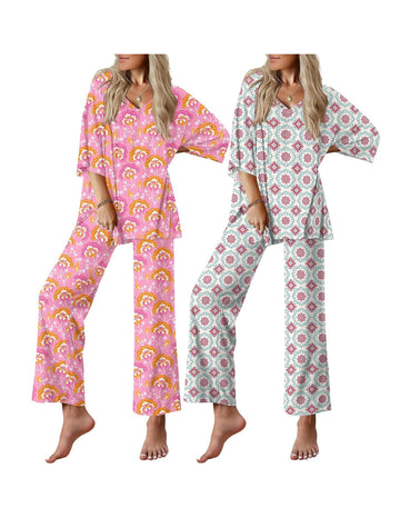 ekouaer-pajama-sets-2-pack-kurzarm-schlafanzug-damen image 8