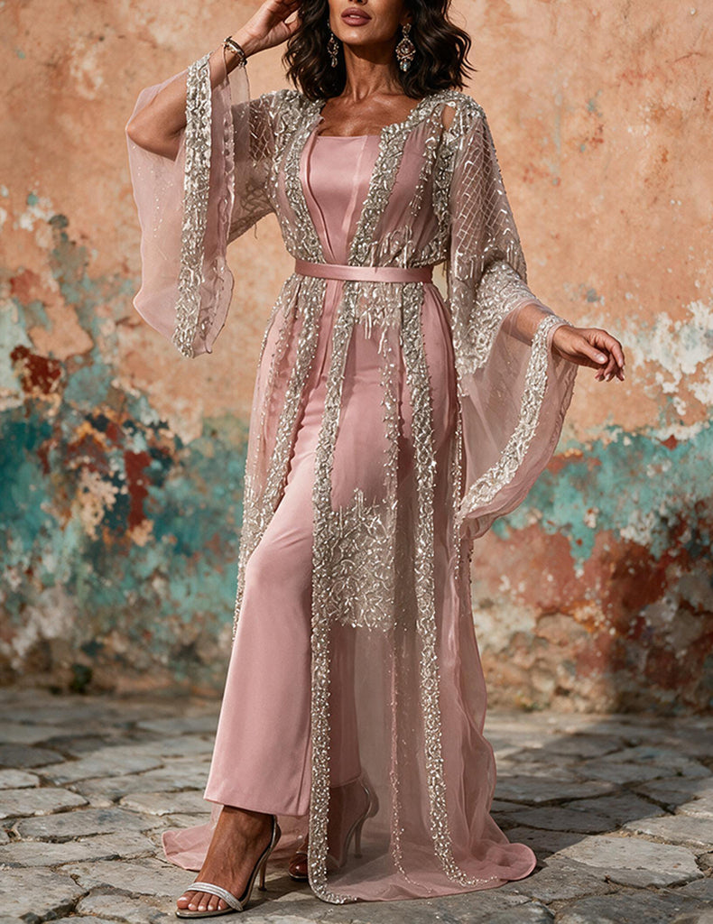 ekouaer-nightgowns-sequin-abaya-kaftan-kleid-rosa-mit-pailletten image 1