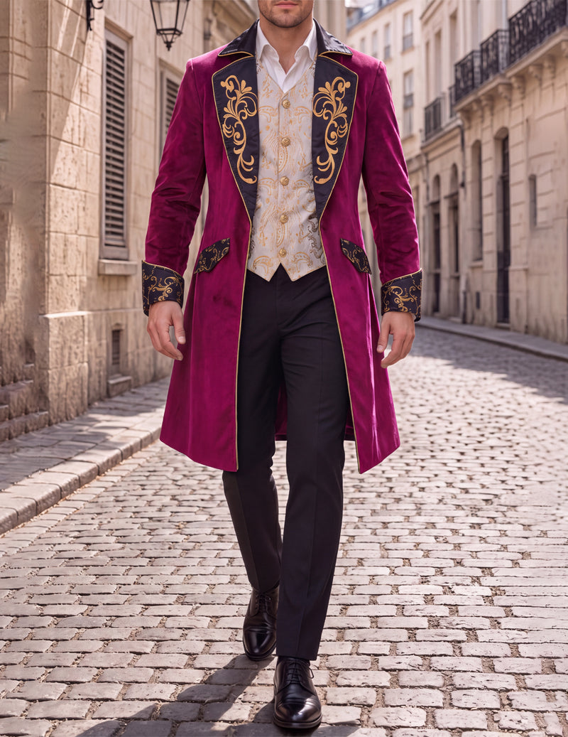 ekouaer-men-steampunk-frack-herren-schwarz-bestickt-slim-fit image 5