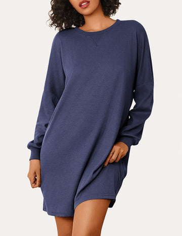 ekouaer-nightgowns-soft-waffle-knit-nachthemd-langarm image 5