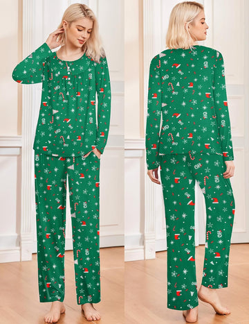 ekouaer-pajama-sets-schlafanzug-damen-langarm-2-teilig-taschen image 3