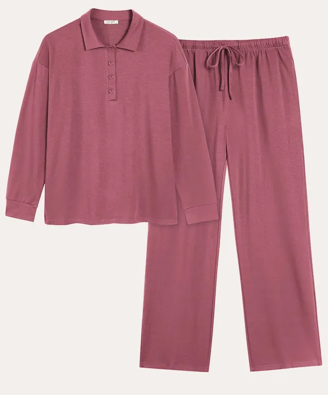 ekouaer-pajama-sets-2-teiliger-pyjama-langarm-mit-taschen image 1