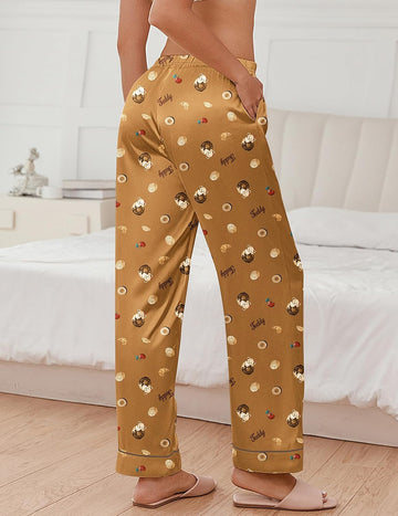 ekouaer-pajama-sets-teddy-satin-pyjamahose-damen-mit-taschen image 8
