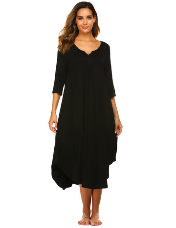 ekouaer-nightgowns-nachthemd-3-4-arm-asymmetrisch image 3