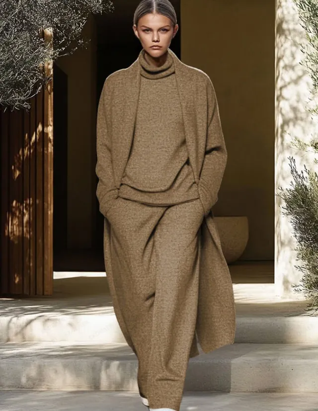 ekouaer-pajama-sets-minimalist-3-tlg-lounge-set-rollkragen image 1