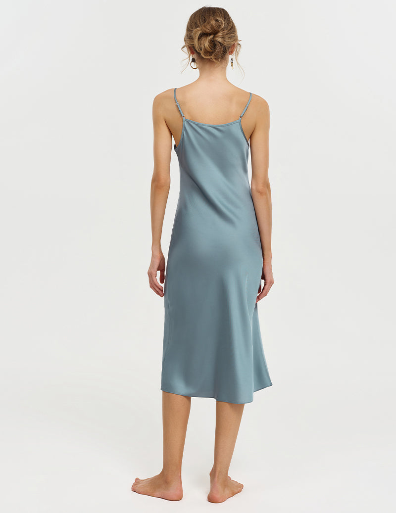 ekouaer-nightgowns-spaghetti-negligee-blaugrau-midi-satin image 3