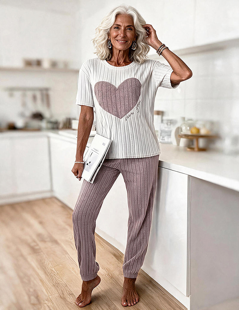 ekouaer-pajama-sets-herz-pyjama-capri-ripp-lila image 5