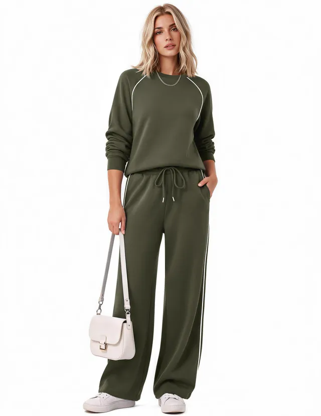 ekouaer-pajama-sets-wide-leg-schlafanzug-langarm-warm image 1