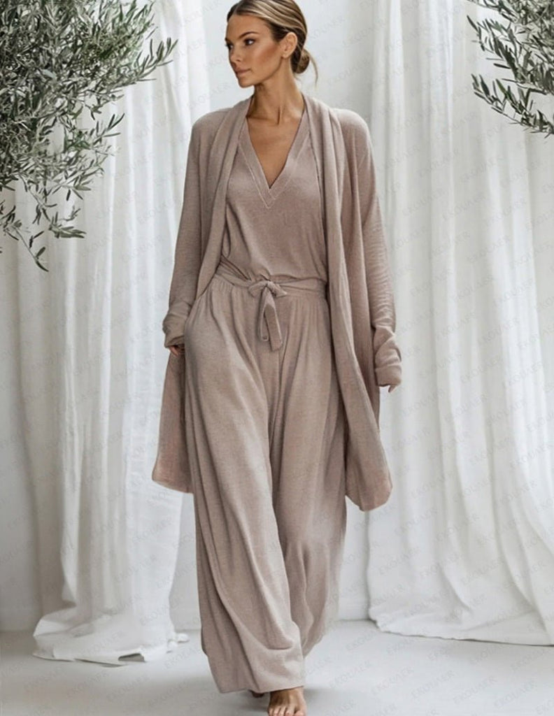 ekouaer-pajama-sets-baumwoll-pyjama-3-teilig-mit-morgenmantel image 1