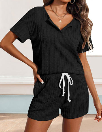 ekouaer-pajama-sets-casual-knit-loungewear-set-mit-shorts image 7