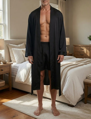 ekouaer-men-satin-kimono-morgenmantel-herren-mit-shorts-2-teilig image 3