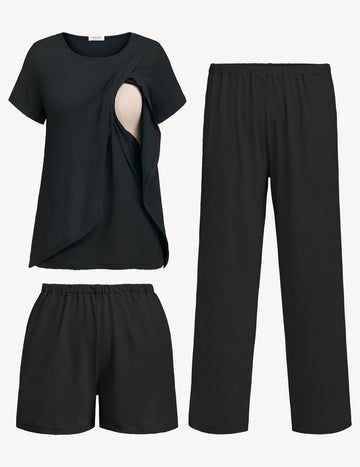 ekouaer-maternity-stillpyjama-3-teilig-mit-shorts image 5