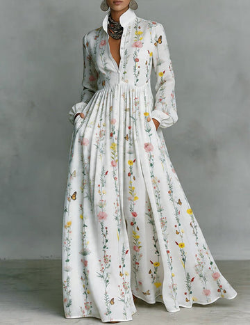 ekouaer-nightgowns-wildflower-butterfly-maxi-kleid-wei-langarm image 3