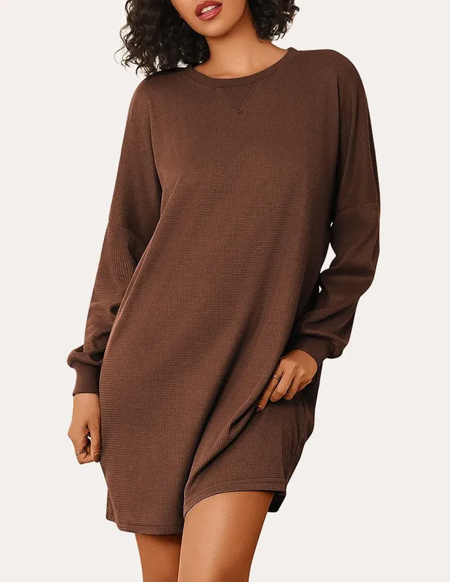 ekouaer-nightgowns-soft-waffle-knit-nachthemd-langarm image 1
