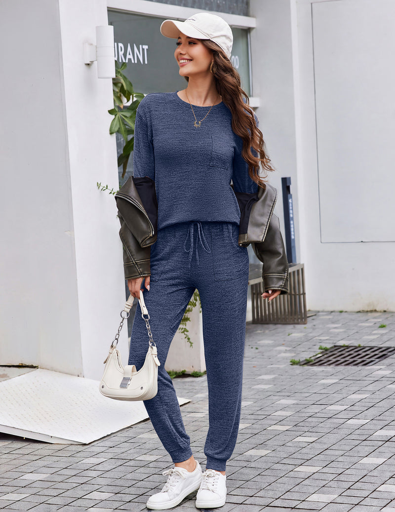 ekouaer-pajama-sets-long-sleeve-jogger-schlafanzug-taschen image 7