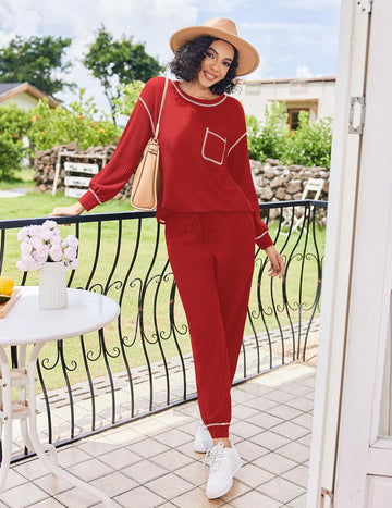 ekouaer-pajama-sets-waffle-knit-langarm-schlafanzug-waffel image 7