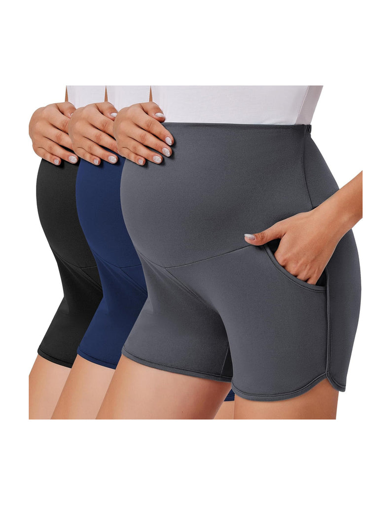 ekouaer-maternity-3er-pack-umstandsshorts-bauchband-taschen image 1