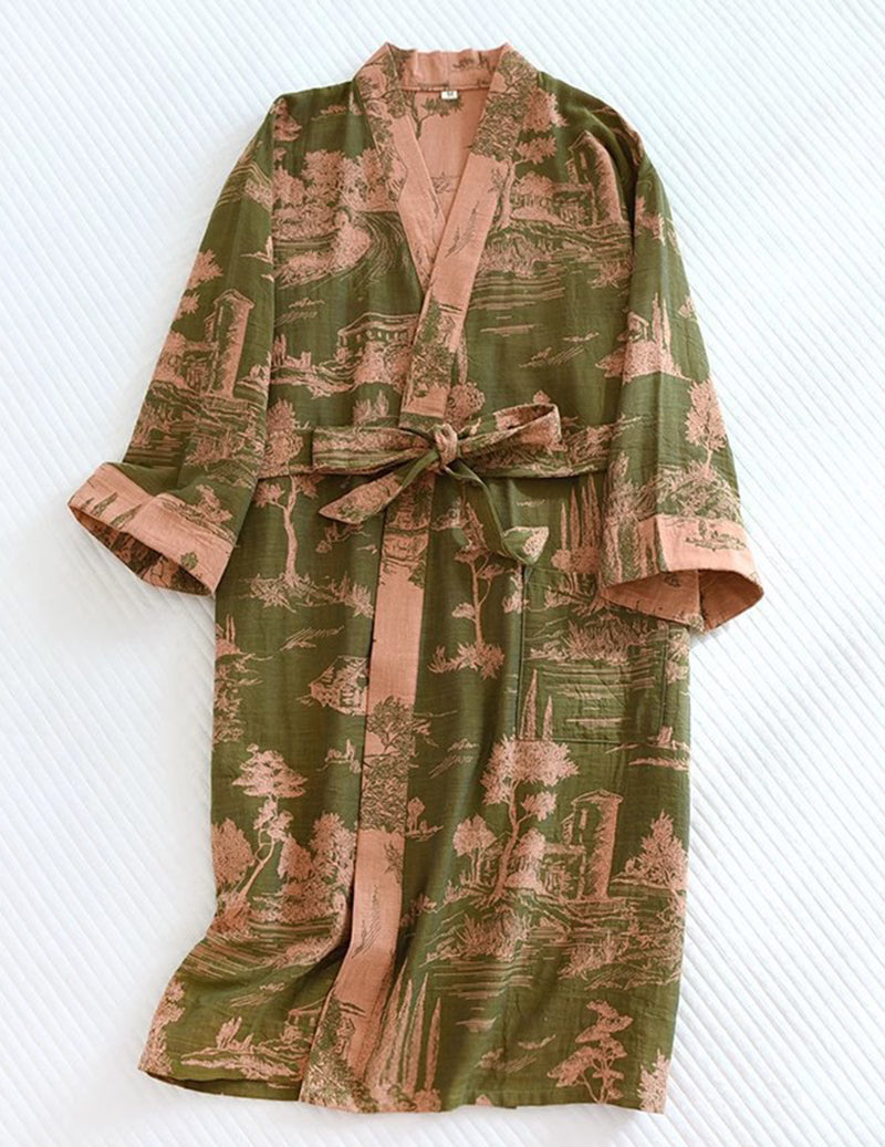 ekouaer-men-kimono-morgenmantel-dunkelblau-m-jacquard image 1