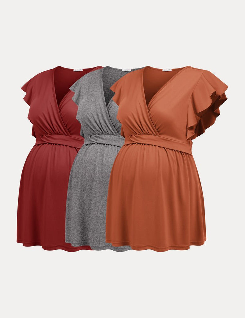 ekouaer-maternity-3er-stilloberteil-v-ausschnitt-kurzarm image 1