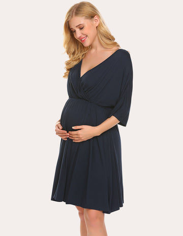 ekouaer-maternity-stillnachthemd-umstandsnachthemd-kurz image 3