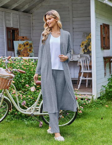 ekouaer-robes-knit-bademantel-lang-leicht-mit-taschen image 3