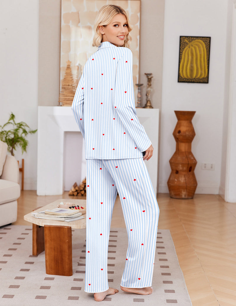 ekouaer-pajama-sets-schlafanzug-knopfleiste-dunkelblau image 8