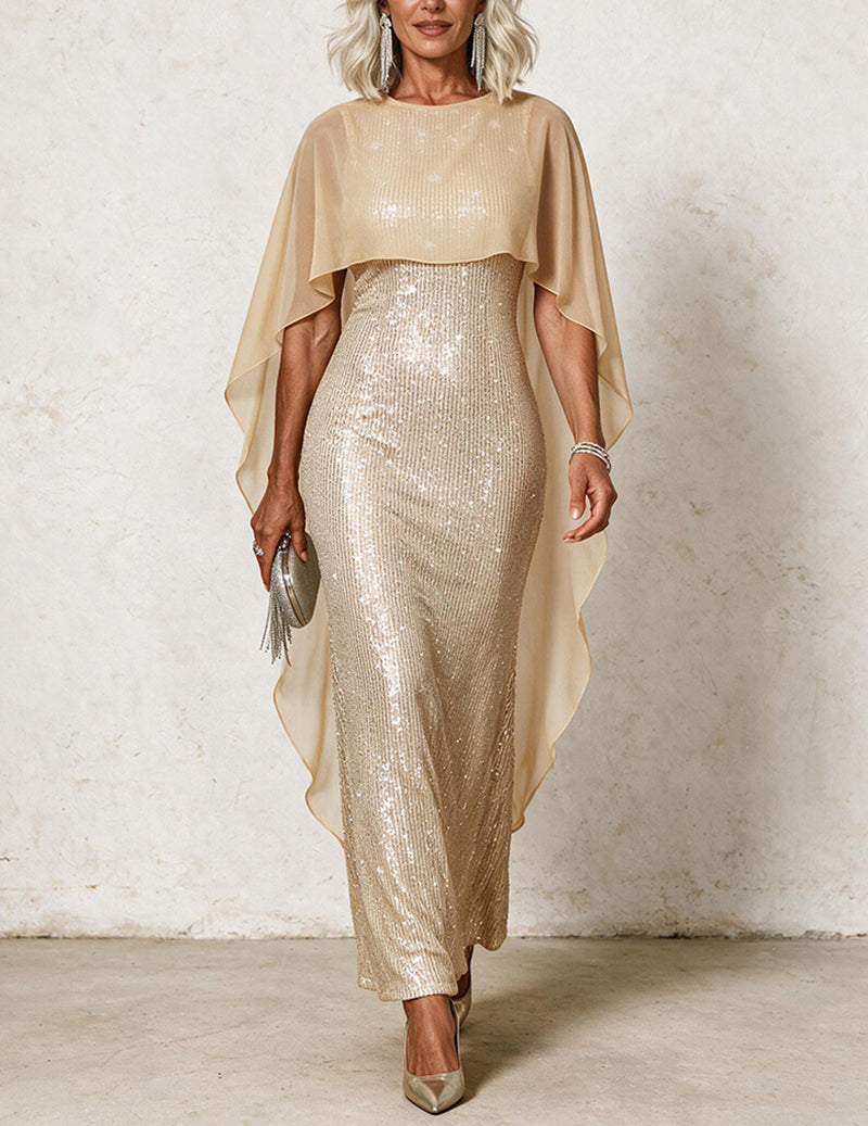 ekouaer-sequin-cape-maxikleid-rosa-pailletten-chiffon image 5