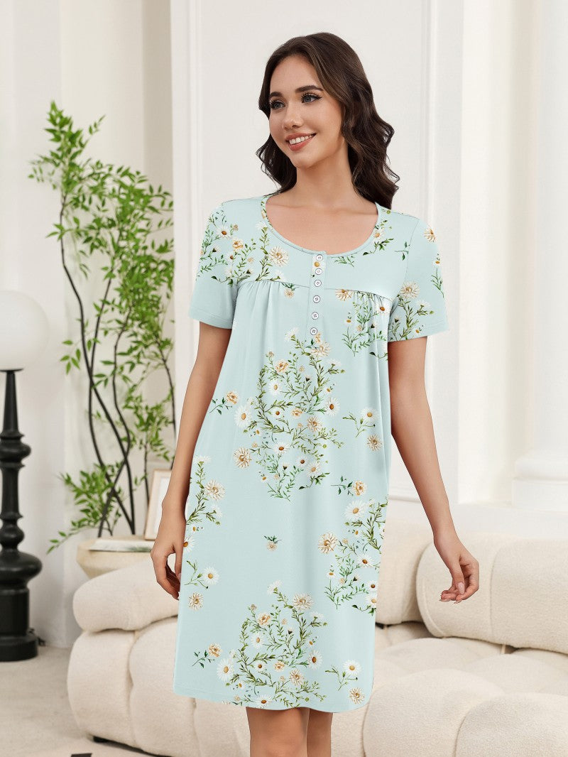 ekouaer-nightgowns-hauskleid-knopfleiste-taschen-blumen image 6
