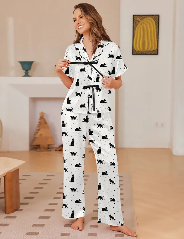 ekouaer-pajama-sets-satin-pyjama-kurz-r-schen-2-teilig image 1