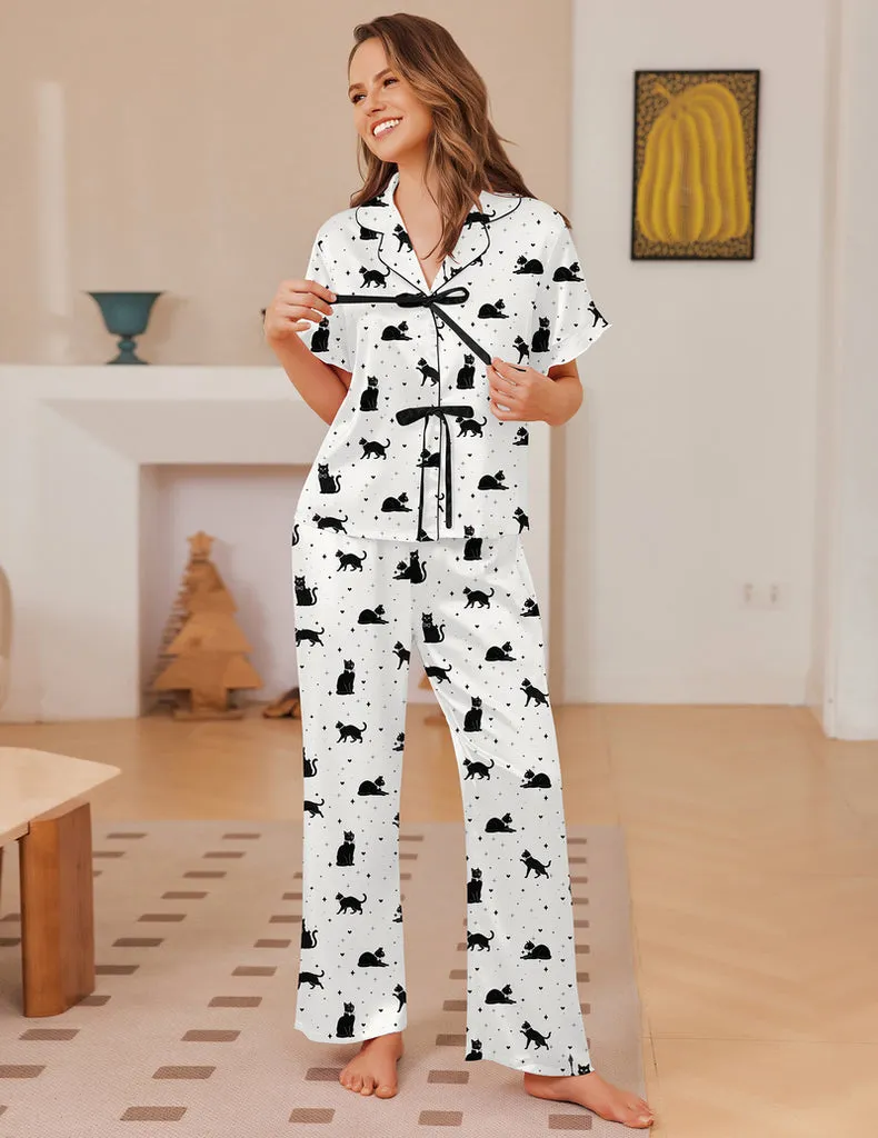 ekouaer-pajama-sets-satin-pyjama-kurz-r-schen-2-teilig image 1