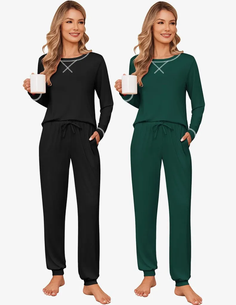 ekouaer-pajama-sets-schlafanzug-2er-pack-jogger-4tlg image 1