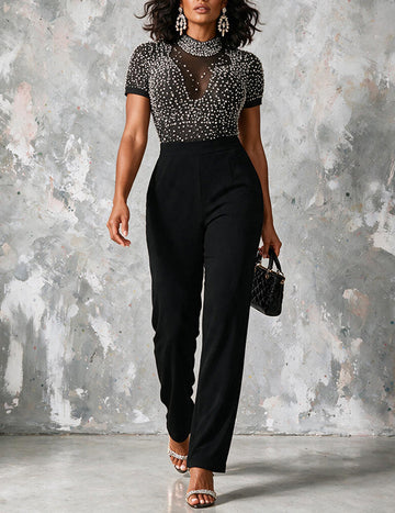 ekouaer-jumpsuits-abend-jumpsuit-damen-perlen-kurzarm-high-waist image 3