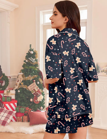 ekouaer-satin-pyjama-herz-stickerei-shorts-2tlg image 7