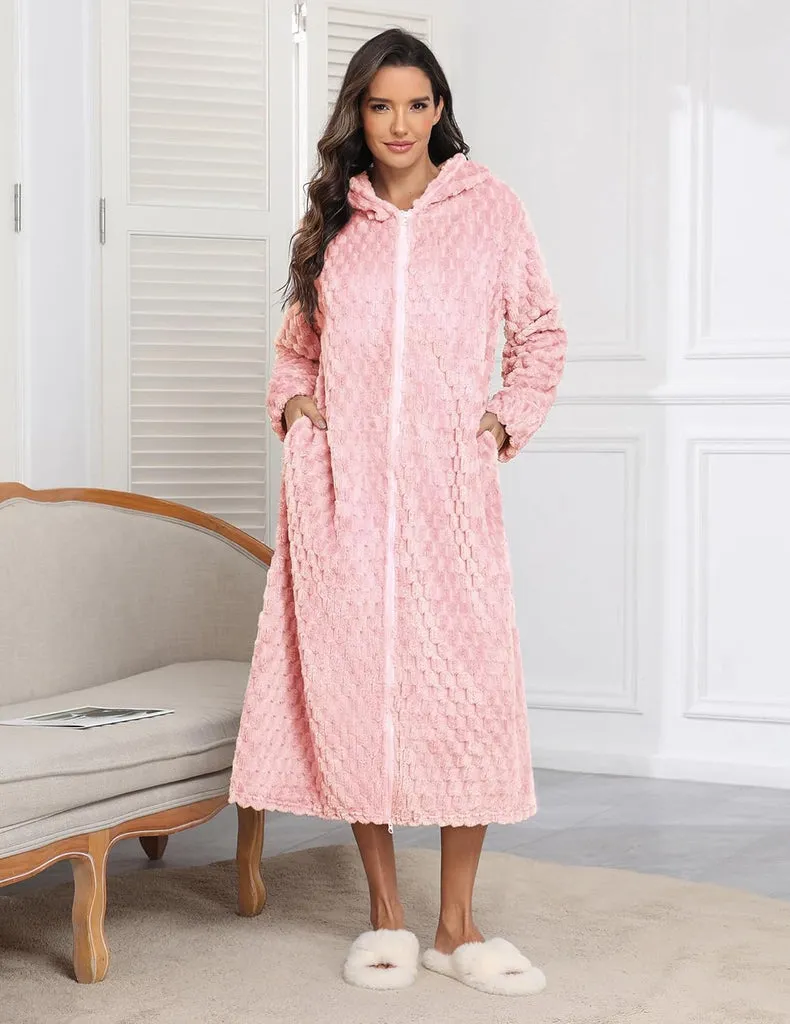 ekouaer-robes-pl-sch-bademantel-lang-mit-kapuze-rei-verschluss image 1