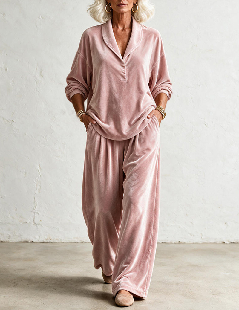 ekouaer-velvet-notch-pyjama-weinrot-samt-knopfleiste image 2